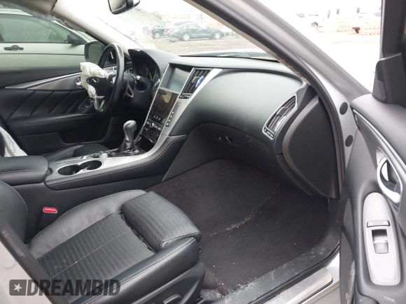 2014 Infiniti Q50 Hybrid Sport with VIN JN1AV7AR3EM703431, listed as a IAAI auction lot 41710414 with 213,611 mi miles. Bid and sale history available at carsss.com. Image 5.