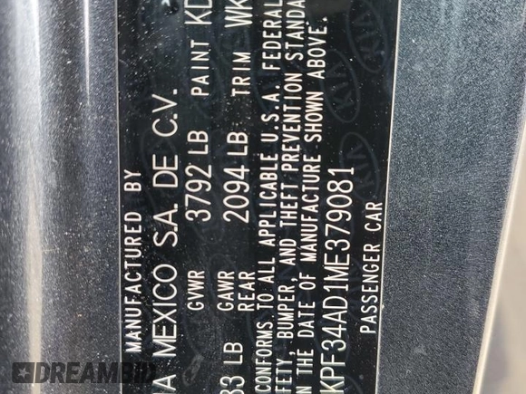 2021 Kia Forte GT-Line z VIN 3KPF34AD1ME379081, wystawiony jako Copart lot #54597845 z przebiegiem 53 413 mil mil oraz Szkoda całkowita • Salvage title. Historia ofert i sprzedaży dostępna na DreamBid. Obrazek 12.