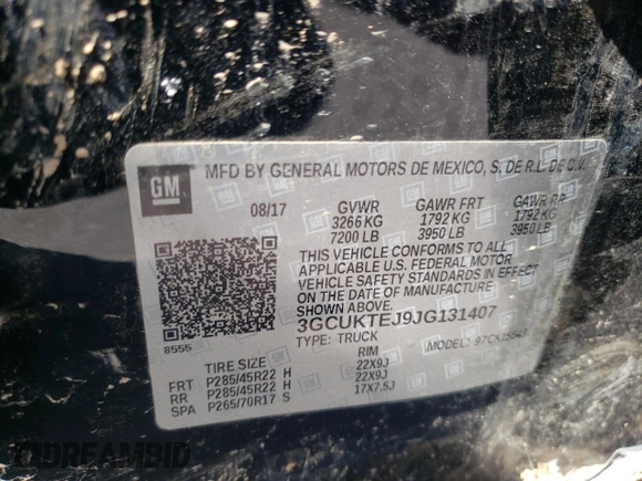 2018 Chevrolet Silverado 1500 High Country with VIN 3GCUKTEJ9JG131407, listed as a Copart auction lot 47297505 with 69,196 mi miles and Salvage Title. Bid and sale history available at DreamBid. Image 13.