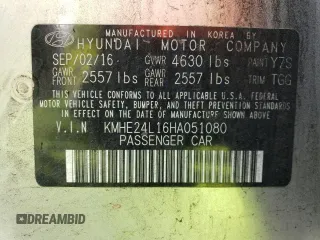 2017 Hyundai Sonata Hybrid SE with VIN KMHE24L16HA051080, listed as a Copart auction lot 45269543 with 100,916 mi miles. Bid and sale history available at carsss.com. Image 12.