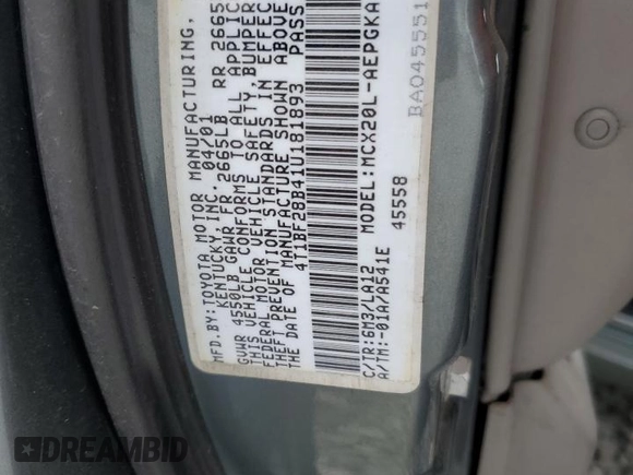 2001 Toyota Avalon XL z VIN 4T1BF28B41U181893, wystawiony jako Copart lot #57593825 z przebiegiem 192 861 mil mil oraz Czysty tytuł • Clean title. Historia ofert i sprzedaży dostępna na DreamBid. Obrazek 12.