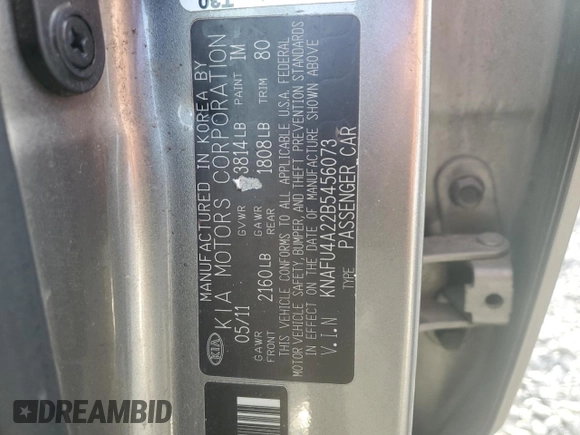 2011 Kia Forte EX with VIN KNAFU4A22B5456073, listed as a Copart auction lot 51628195 with 196,243 mi miles and Salvage Title. Bid and sale history available at carsss.com. Image 12.