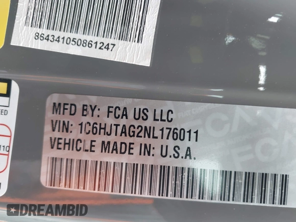 2022 Jeep Gladiator Texas Trail z VIN 1C6HJTAG2NL176011, wystawiony jako IAAI lot #42193864 z przebiegiem 27 219 mil mil oraz . Historia ofert i sprzedaży dostępna na DreamBid. Obrazek 9.