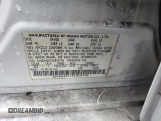 2006 Nissan Maxima 3.5 SE with VIN 1N4BA41E76C859736, listed as a IAAI auction lot 41393296 with 191,272 mi miles. Bid and sale history available at carsss.com. Image 9.