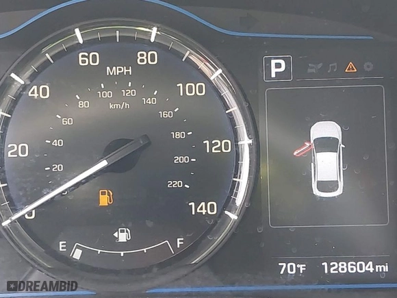 2019 Hyundai Ioniq Hybrid Blue with VIN KMHC65LC5KU170876, listed as a IAAI auction lot 41763638 with 128,604 mi miles. Bid and sale history available at carsss.com. Image 16.