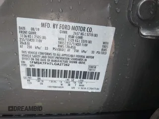 2020 Ford Explorer Limited с VIN 1FMSK7FH7LGA27342, выставлен на аукционе IAAI как лот 42116008 с пробегом 21 235 миль миль и . История ставок и продаж доступна на DreamBid. Изображение 9.