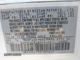 2025 Nissan Sentra SV z VIN 3N1AB8CV9SY284647, wystawiony jako IAAI lot #42489225 z przebiegiem 6 262 mil mil oraz . Historia ofert i sprzedaży dostępna na DreamBid. Obrazek 9.