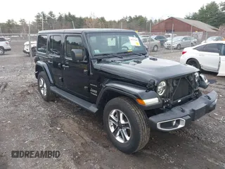 2022 Jeep Wrangler Unlimited Sahara with VIN 1C4HJXEG4NW186063, listed as a IAAI auction lot 40927600 with 22,430 mi miles and . Bid and sale history available at DreamBid. Image 1.