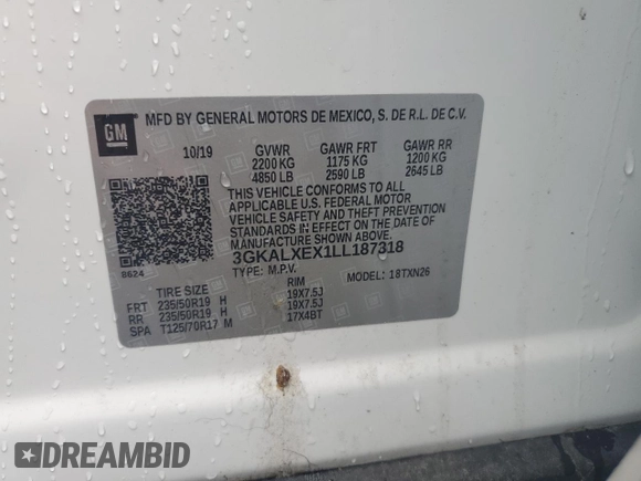 2020 GMC Terrain Denali с VIN 3GKALXEX1LL187318, выставлен на аукционе Copart как лот 56585615 с пробегом 121 315 миль миль и Списание • Salvage title. История ставок и продаж доступна на DreamBid. Изображение 12.