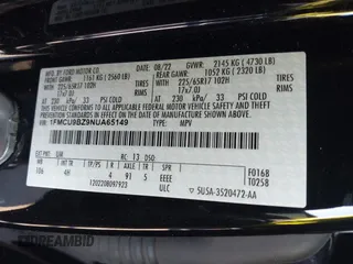 2022 Ford Escape SE Hybrid with VIN 1FMCU9BZ9NUA65149, listed as a IAAI auction lot 41454013 with Not Provided miles and . Bid and sale history available at carsss.com. Image 9.