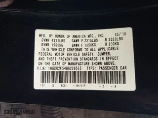2016 Honda Accord Sedan Sport with VIN 1HGCR2F54GA209555, listed as a IAAI auction lot 41863092 with 219,154 mi miles. Bid and sale history available at carsss.com. Image 9.