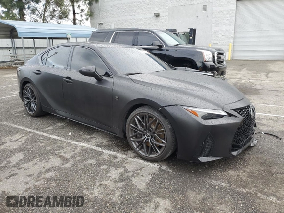2023 Lexus IS with VIN JTHAP1D21P5003907, listed as a Copart auction lot 42641105 with 21,907 mi miles and Salvage Title. Bid and sale history available at carsss.com. Image 4.