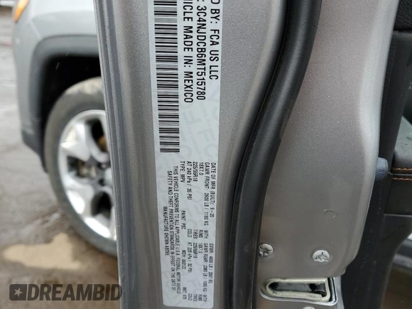 2021 Jeep Compass Limited with VIN 3C4NJDCB6MT515780, listed as a Copart auction lot 49820575 with 45,474 mi miles and Salvage Title. Bid and sale history available at carsss.com. Image 12.