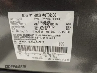 2019 Ford Explorer Limited with VIN 1FM5K7F8XKGA47029, listed as a IAAI auction lot 42300038 with 46,676 mi miles and . Bid and sale history available at DreamBid. Image 9.
