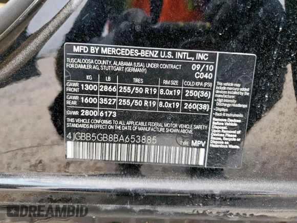 2011 Mercedes-Benz M 350 with VIN 4JGBB5GB8BA653885, listed as a Copart auction lot 57707735 with 173,062 mi miles and Clean title. Bid and sale history available at DreamBid. Image 13.