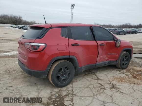 2018 Jeep Compass Sport with VIN 3C4NJCAB2JT411036, listed as a Copart auction lot 46046895 with 102,642 mi miles and Salvage Title. Bid and sale history available at carsss.com. Image 3.