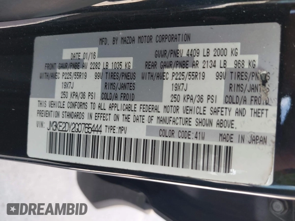 2016 Mazda CX-5 Grand Touring z VIN JM3KE2DY2G0765444, wystawiony jako IAAI lot #42527577 z przebiegiem 162 871 mil mil oraz . Historia ofert i sprzedaży dostępna na DreamBid. Obrazek 9.