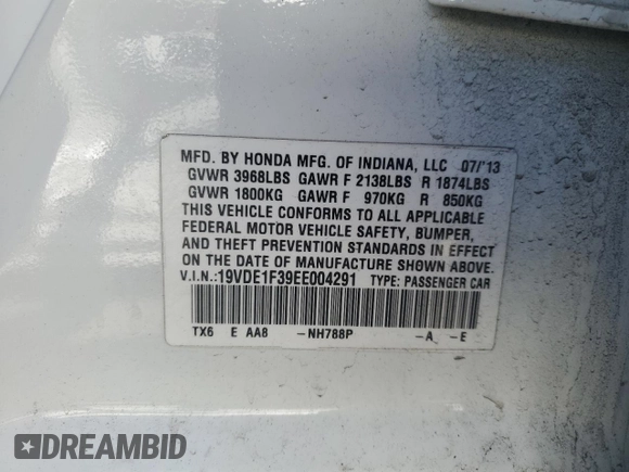 2014 Acura ILX with VIN 19VDE1F39EE004291, listed as a Copart auction lot 47128435 with 109,031 mi miles and Salvage Title. Bid and sale history available at carsss.com. Image 13.