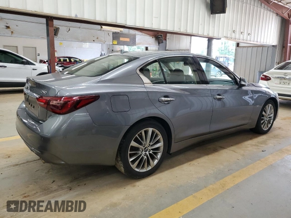 2019 Infiniti Q50 Luxe with VIN JN1EV7AR2KM554667, listed as a Copart auction lot 62788934 with 27,606 mi miles and Salvage Title. Bid and sale history available at carsss.com. Image 3.