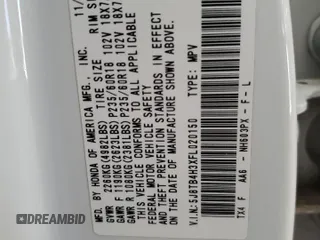 2015 Acura RDX with VIN 5J8TB4H3XFL020150, listed as a Copart auction lot 46269065 with 0 mi miles and Salvage Title. Bid and sale history available at carsss.com. Image 15.