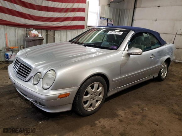 2001 Mercedes-Benz CLK-Class with VIN WDBLK65G01T079748, listed as a Copart auction lot 50126715 with 120,266 mi miles and Salvage Title. Bid and sale history available at carsss.com. Image 1.