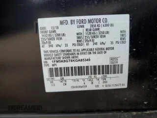 2019 Ford Explorer Sport z VIN 1FM5K8GT8KGA85349, wystawiony jako Copart lot #60400925 z przebiegiem 125 765 mil mil oraz Szkoda całkowita • Salvage title. Historia ofert i sprzedaży dostępna na DreamBid. Obrazek 14.