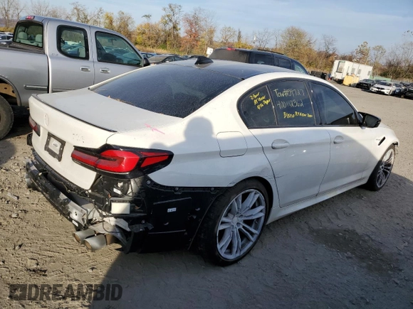 2021 BMW M5 with VIN WBS83CH01MCF15654, listed as a Copart auction lot 77427464 with 41,919 mi miles and Salvage Title. Bid and sale history available at carsss.com. Image 3.