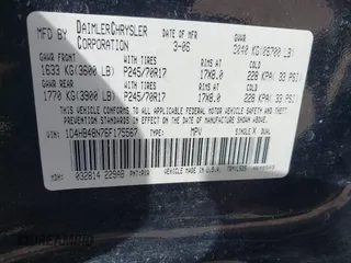 2006 Dodge Durango SLT z VIN 1D4HB48N76F175567, wystawiony jako IAAI lot #41916991 z przebiegiem 175 816 mil mil oraz . Historia ofert i sprzedaży dostępna na DreamBid. Obrazek 9.