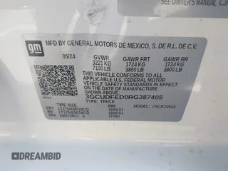 2024 Chevrolet Silverado 1500 with VIN 3GCUDFED0RG387405, listed as a IAAI auction lot 41590979 with 4,105 mi miles and . Bid and sale history available at DreamBid. Image 9.