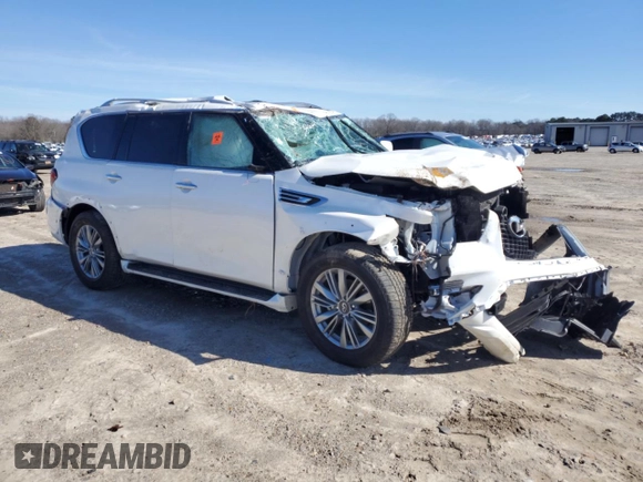 2024 Infiniti QX80 LUXE with VIN JN8AZ2AE2R9330185, listed as a Copart auction lot 45112575 with 0 mi miles and Salvage Title. Bid and sale history available at carsss.com. Image 4.