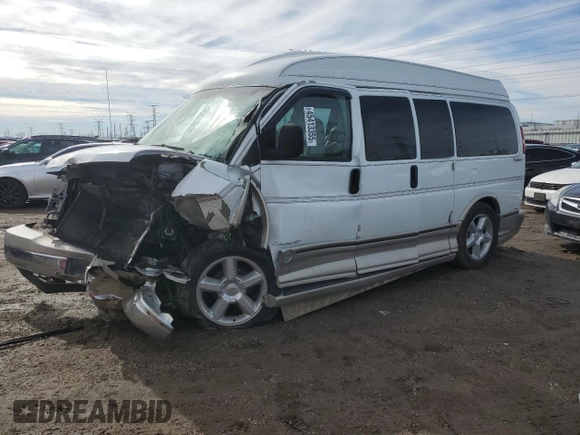 2004 Chevrolet Express Passenger z VIN 1GBFG15T041144358, wystawiony jako Copart lot #45413355 z przebiegiem Nie podano mil oraz Szkoda całkowita • Salvage title. Historia ofert i sprzedaży dostępna na DreamBid. Obrazek 1.