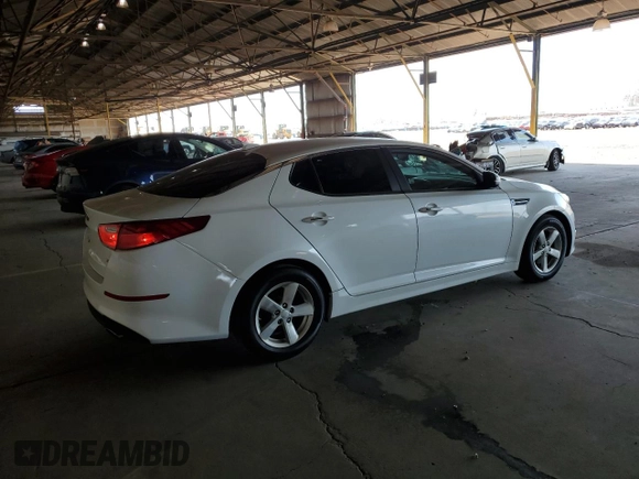 2015 Kia Optima LX with VIN KNAGM4A72F5664038, listed as a Copart auction lot 63708725 with 115,319 mi miles and Salvage title. Bid and sale history available at DreamBid. Image 3.