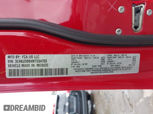 2021 Jeep Compass Latitude с VIN 3C4NJDBB4MT534703, выставлен на аукционе IAAI как лот 41724038 с пробегом 45 467 миль миль и . История ставок и продаж доступна на DreamBid. Изображение 9.
