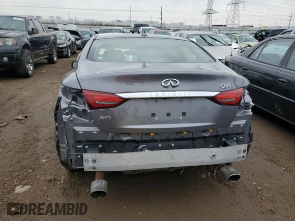 2020 Infiniti Q50 3.0t LUXE with VIN JN1EV7AR1LM254782, listed as a Copart auction lot 51922925 with Not Provided miles and Salvage Title. Bid and sale history available at carsss.com. Image 6.