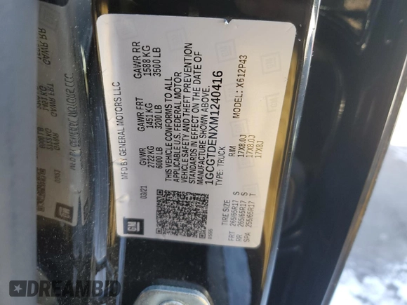 2021 Chevrolet Colorado 4WD Z71 z VIN 1GCGTDENXM1240416, wystawiony jako Copart lot #87875155 z przebiegiem 100 981 mil mil oraz Szkoda całkowita • Salvage title. Historia ofert i sprzedaży dostępna na DreamBid. Obrazek 12.