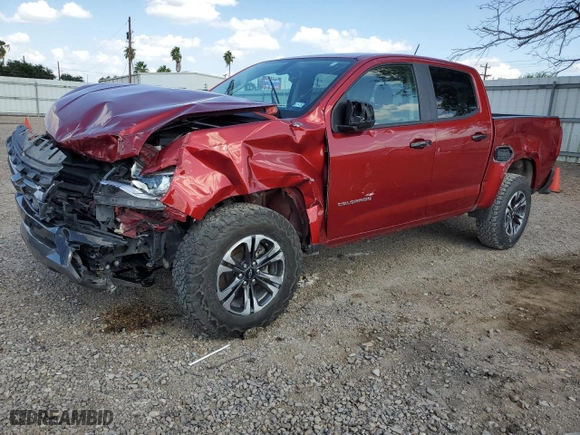 2021 Chevrolet Colorado 2WD Z71 with VIN 1GCGSDEN8M1222192, listed as a Copart auction lot 67338574 with 77,941 mi miles and Salvage Title. Bid and sale history available at carsss.com. Image 1.