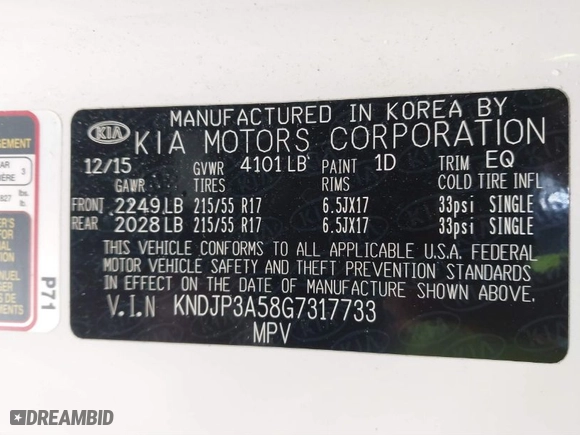 2016 Kia Soul + with VIN KNDJP3A58G7317733, listed as a IAAI auction lot 41797582 with 66,241 mi miles. Bid and sale history available at carsss.com. Image 9.