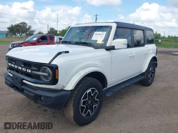2024 Ford Bronco Outer Banks with VIN 1FMEE8BP7RLA34167, listed as a IAAI auction lot 40509267 with 2,180 mi miles. Bid and sale history available at carsss.com. Image 2.