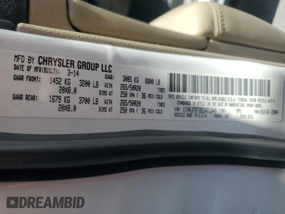 2014 Jeep Grand Cherokee Limited with VIN 1C4RJFBT2EC471846, listed as a Copart auction lot 63637415 with 130,262 mi miles and Salvage title. Bid and sale history available at DreamBid. Image 14.