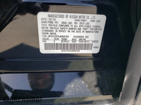2018 Infiniti Q50 Luxe z VIN JN1EV7APXJM366783, wystawiony jako Copart lot #51775315 z przebiegiem 35 972 mil mil oraz Szkoda całkowita • Salvage title. Historia ofert i sprzedaży dostępna na DreamBid. Obrazek 14.