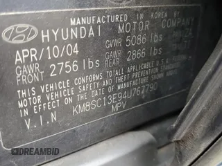 2004 Hyundai Santa Fe GLS with VIN KM8SC13E94U767790, listed as a Copart auction lot 51494985 with 107,480 mi miles and Clean Title. Bid and sale history available at carsss.com. Image 13.