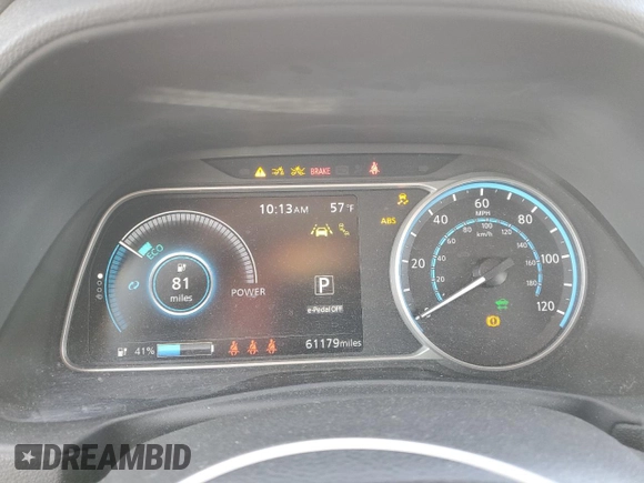 2023 Nissan LEAF SV Plus with VIN 1N4CZ1CVXPC557206, listed as a Copart auction lot 46681545 with 61,179 mi miles and Salvage Title. Bid and sale history available at DreamBid. Image 9.
