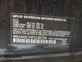 2015 BMW 4 Series 428i with VIN WBA4A9C54FGL86784, listed as a Copart auction lot 64073315 with 73,337 mi miles and Salvage title. Bid and sale history available at DreamBid. Image 12.