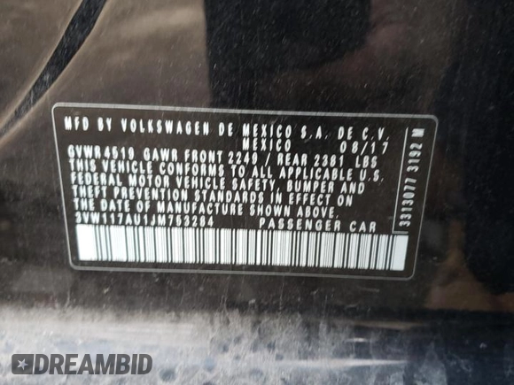 2018 Volkswagen Golf S z VIN 3VW117AU1JM753284, wystawiony jako Copart lot #81048463 z przebiegiem 103 464 mil mil oraz . Historia ofert i sprzedaży dostępna na DreamBid. Obrazek 13.