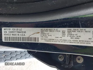 2022 Ram 1500 Big Horn z VIN 1C6SRFFT7NN415143, wystawiony jako IAAI lot #42140645 z przebiegiem 25 468 mil mil oraz . Historia ofert i sprzedaży dostępna na DreamBid. Obrazek 9.