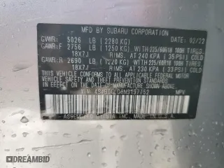 2022 Subaru Outback Onyx Edition XT with VIN 4S4BTGLD8N3197752, listed as a Copart auction lot 46390945 with 34,490 mi miles and Salvage Title. Bid and sale history available at carsss.com. Image 14.