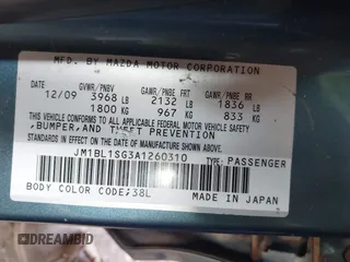2010 Mazda 3 i Touring with VIN JM1BL1SG3A1260310, listed as a IAAI auction lot 42046200 with 193,646 mi miles and . Bid and sale history available at carsss.com. Image 9.