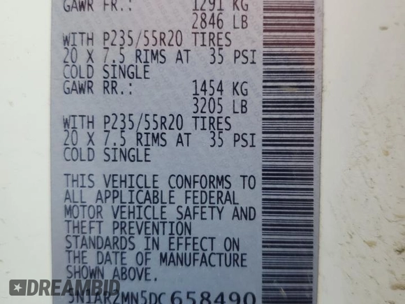 2013 Nissan Pathfinder SL with VIN 5N1AR2MN5DC658490, listed as a Copart auction lot 56320425 with 147,317 mi miles and Salvage title. Bid and sale history available at DreamBid. Image 13.