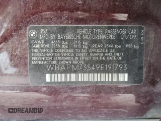 2009 BMW 3 Series 335i с VIN WBAPM73549E191793, выставлен на аукционе Copart как лот 54884835 с пробегом 117 153 миль миль и Списание • Salvage title. История ставок и продаж доступна на DreamBid. Изображение 12.