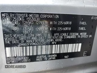 2021 Toyota RAV4 SE with VIN JTMAB3FV9MD055340, listed as a IAAI auction lot 42278024 with 42,040 mi miles and . Bid and sale history available at DreamBid. Image 9.
